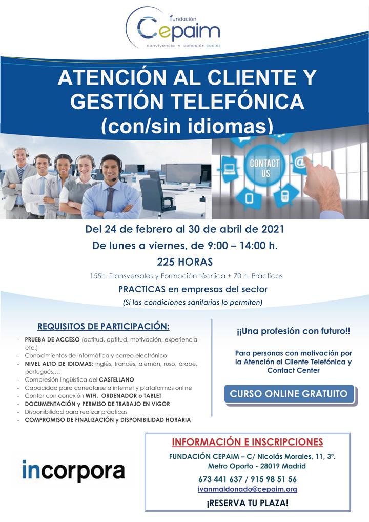 Cartel AtencionTelefonica Incorpora Madrid febero2021