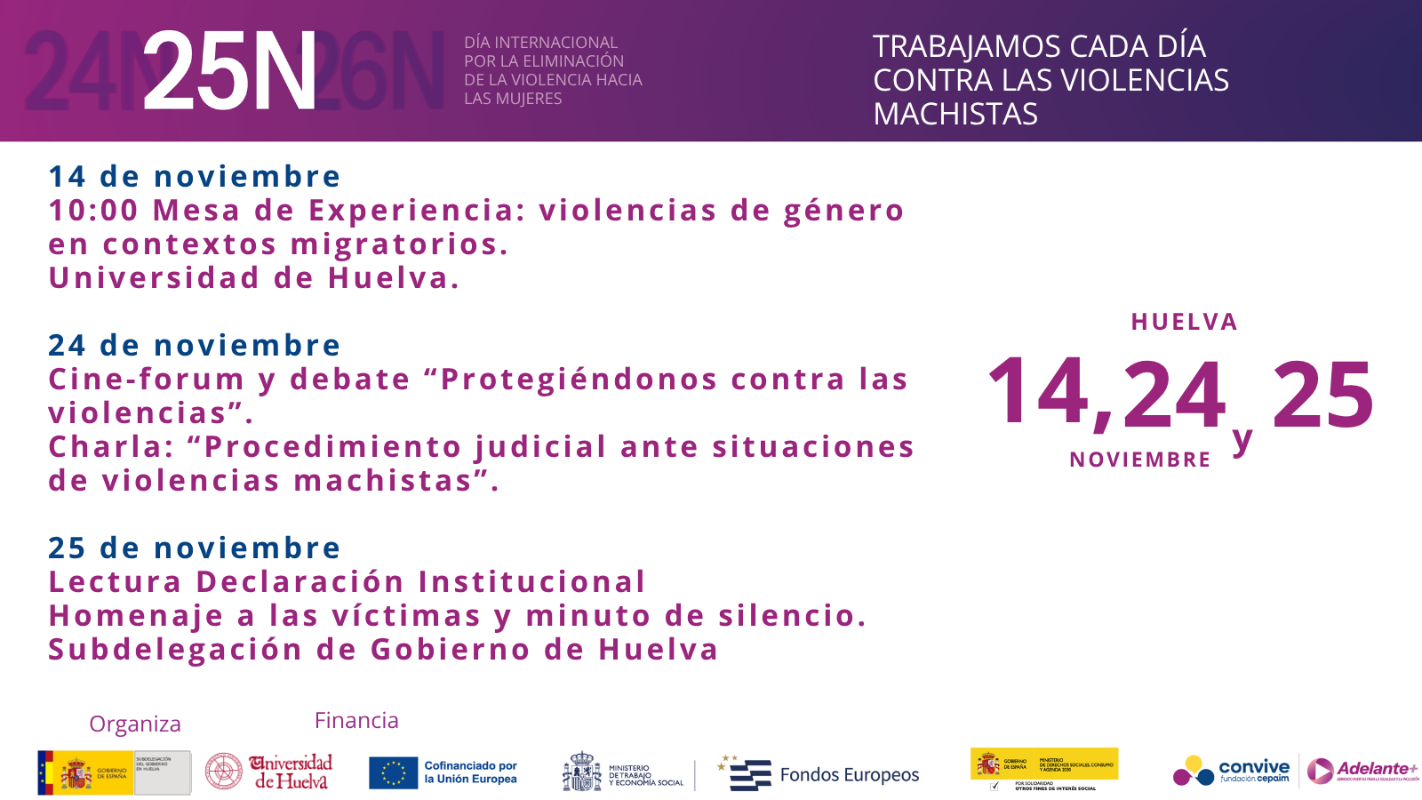 Cartel actividades 25N 25 Huelva