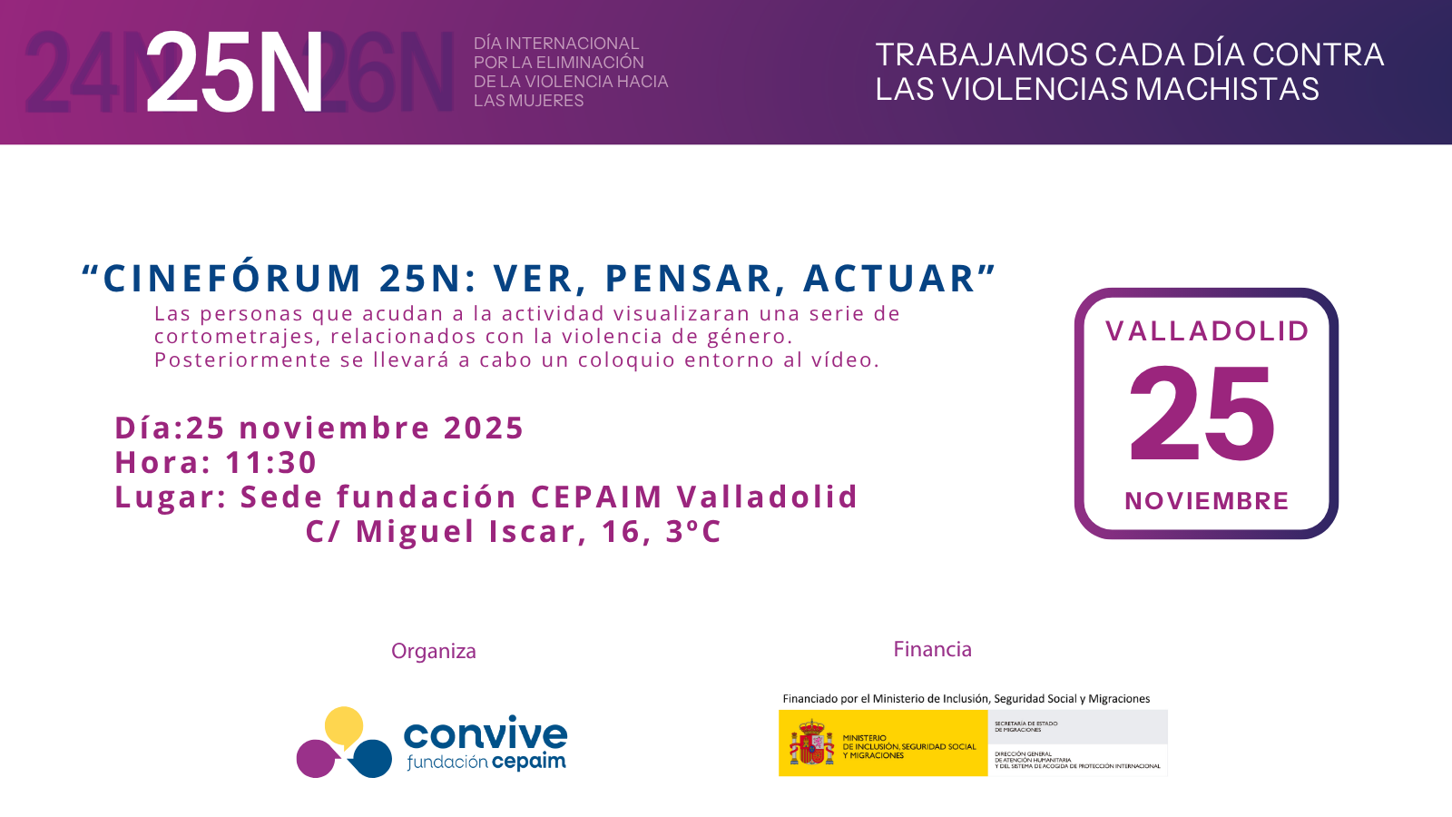 Cartel actividades 25N 25 Valladolid