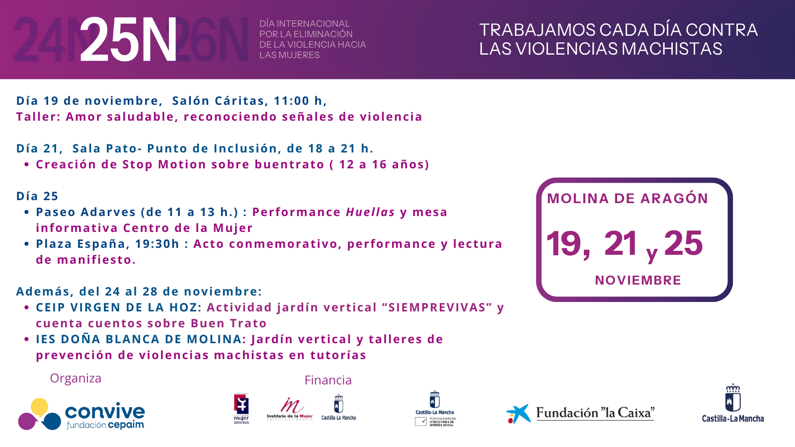 Actividades molina de aragón 25N 2025