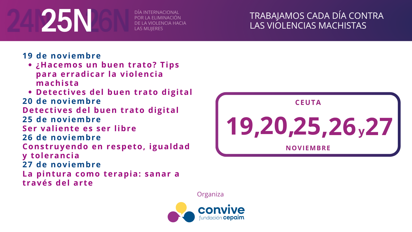 Cartel actividades 25N 25 Ceuta