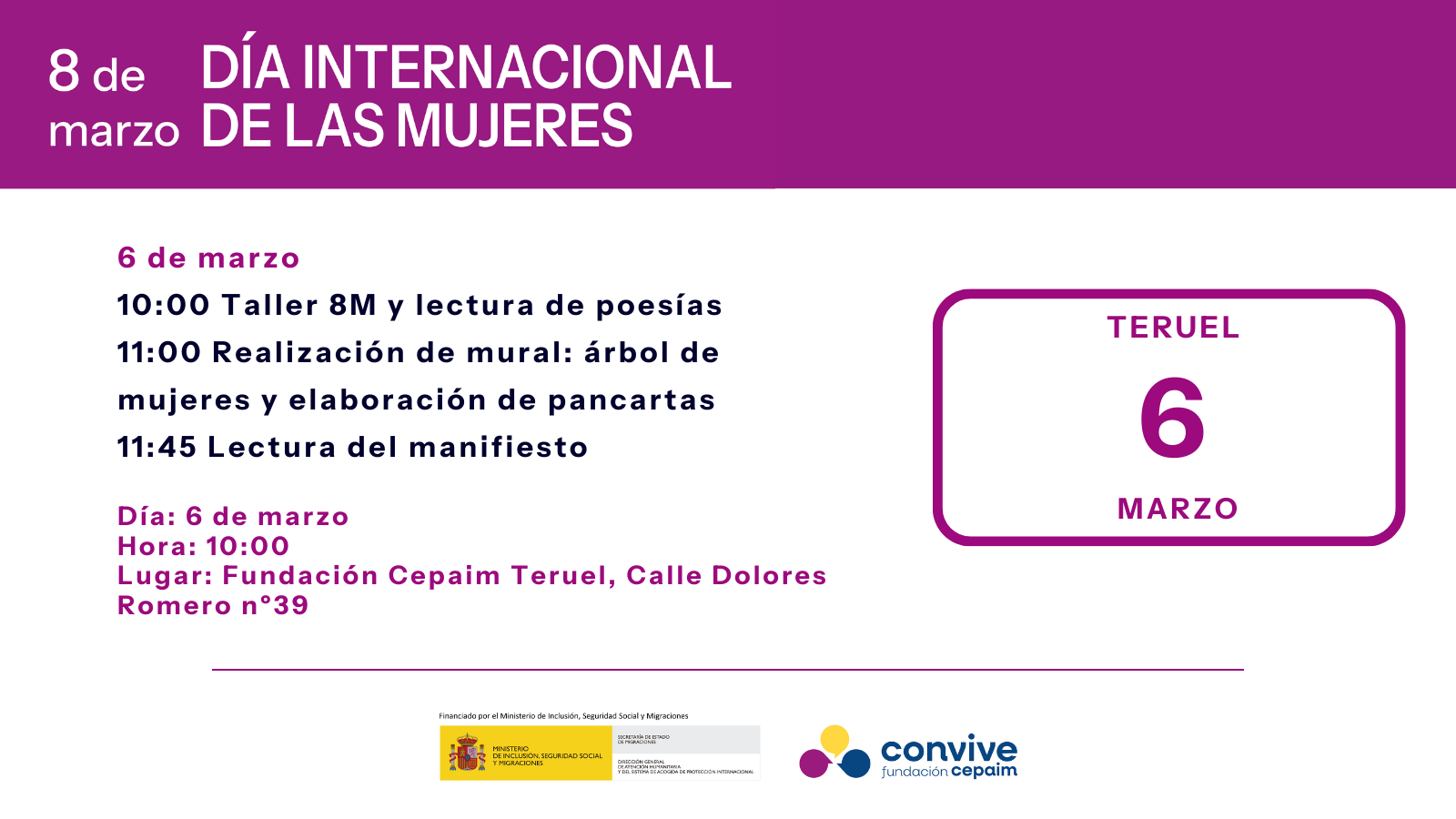 Actividades 8M 2026 en Teruel