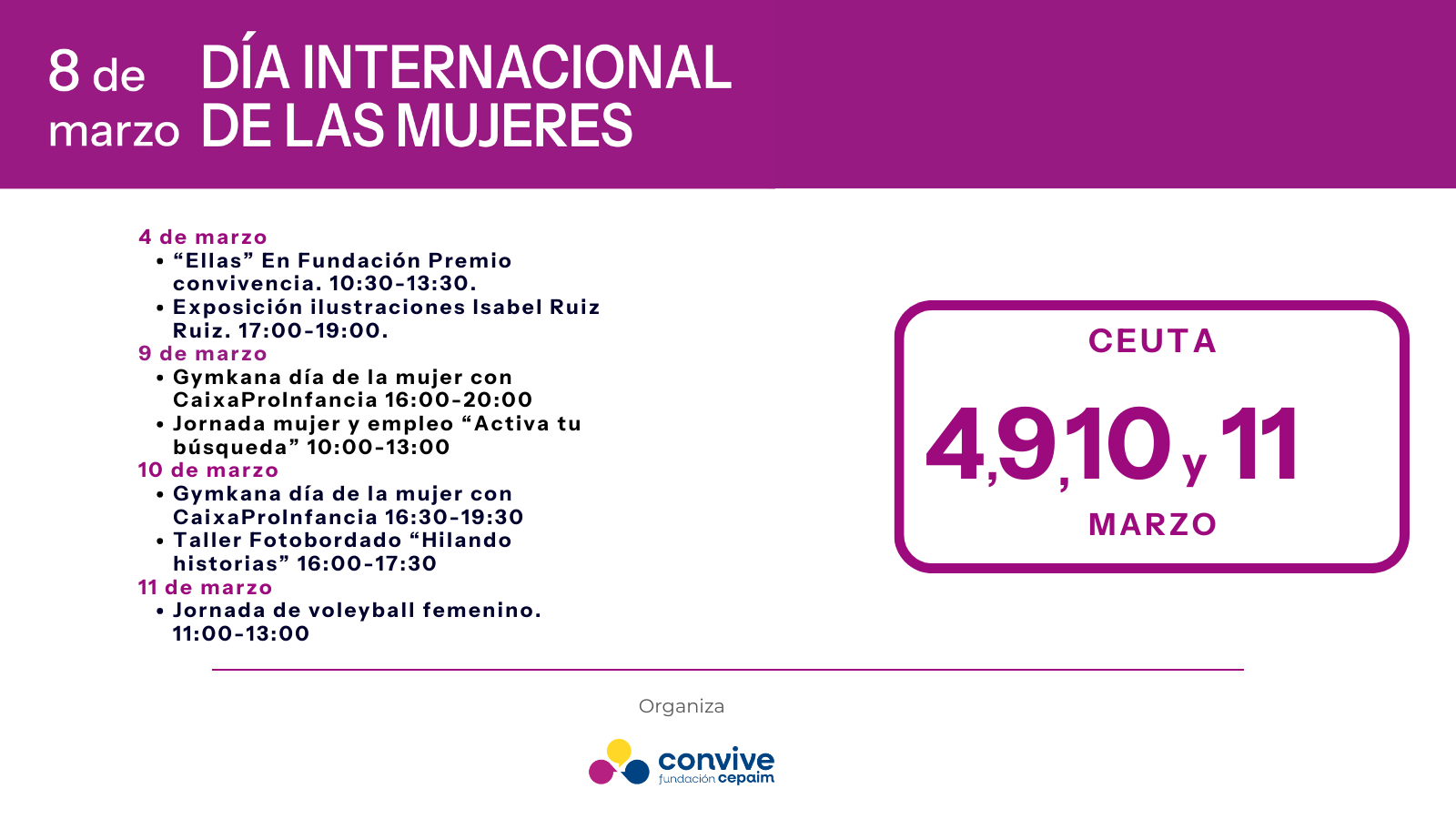 Ceuta PLANTILLA ACTIVIDADES 8M 2026