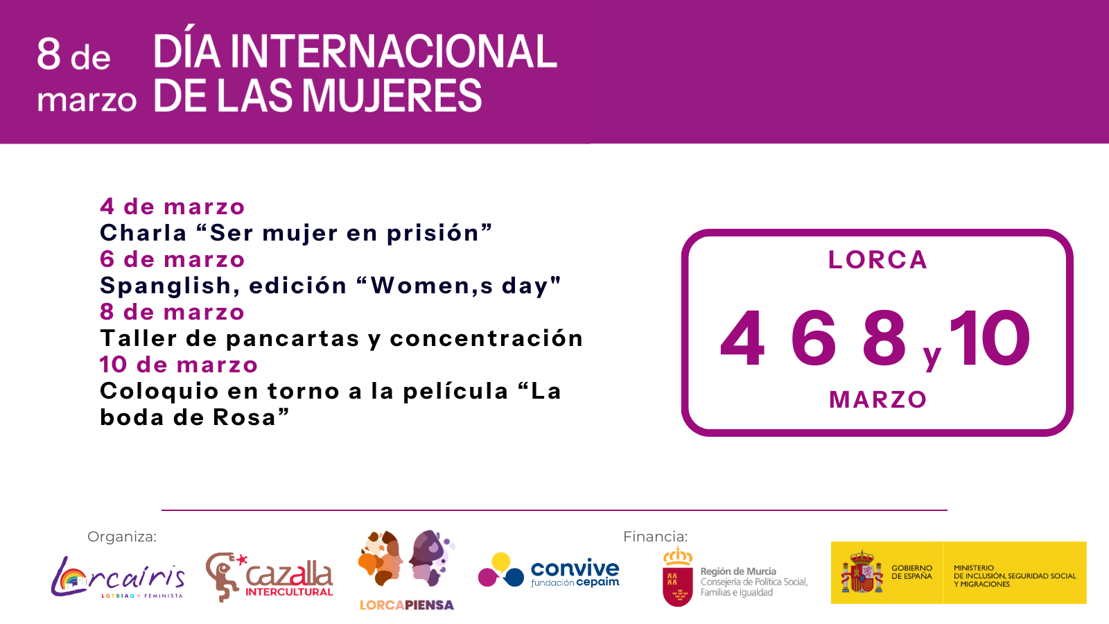 Actividades Lorca 8M 2026 2