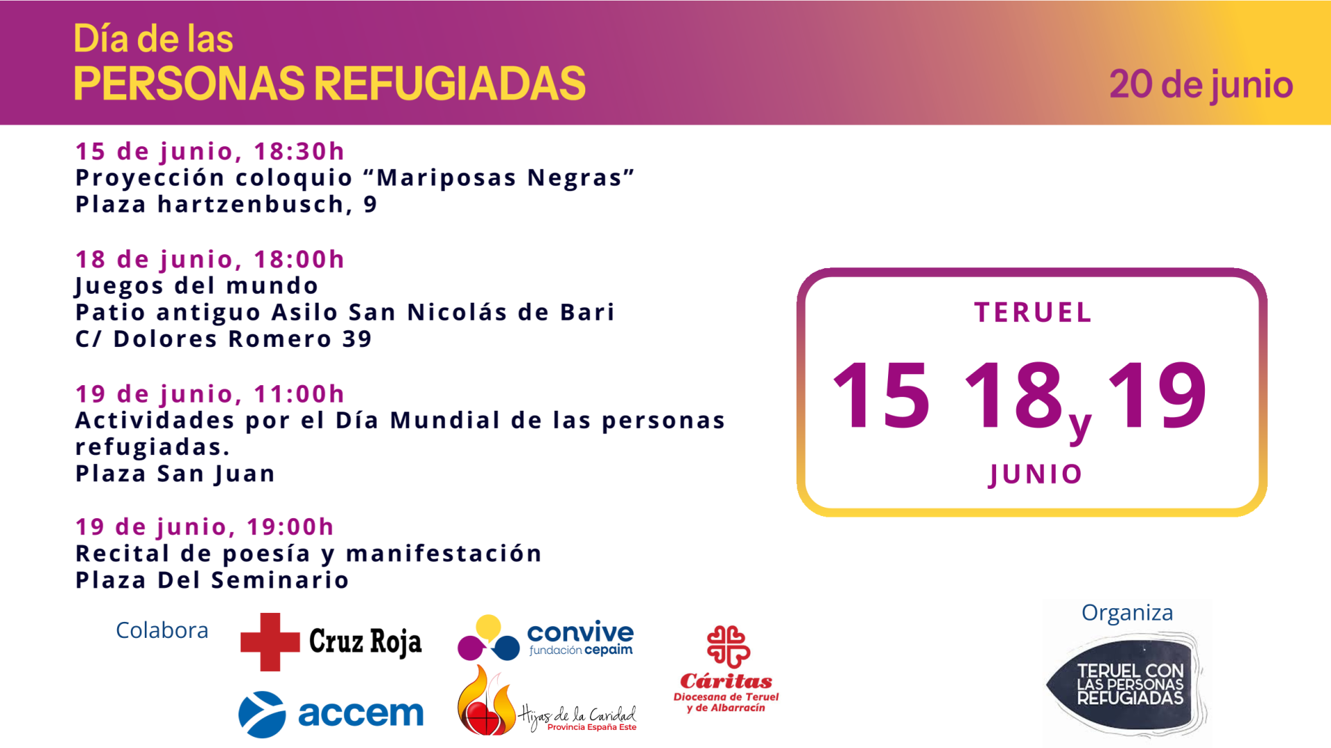 Cartel actividades 20J Teruel
