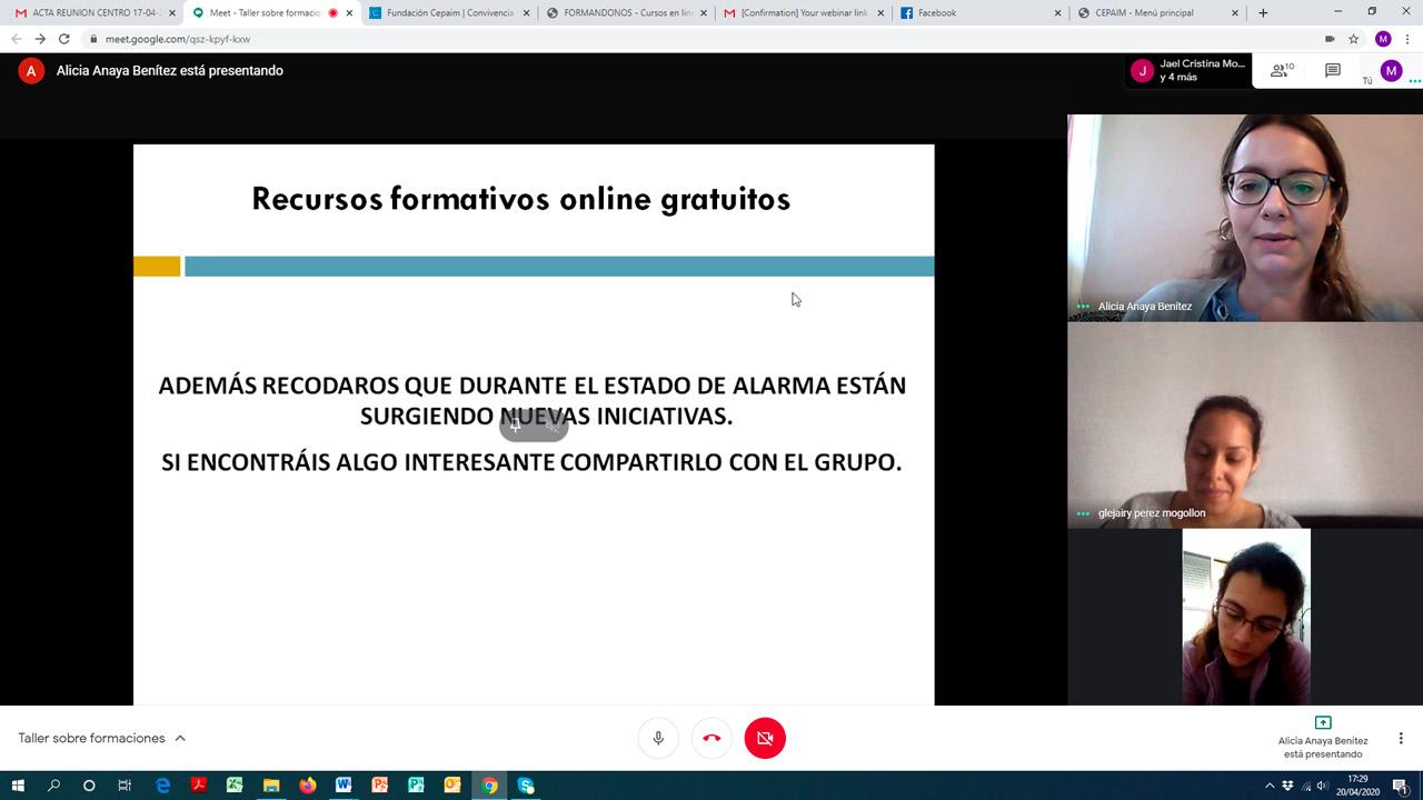 Ciudar Para Cuidarnos Dinamiza y Nosotras Sesion online cursos gratuitos1
