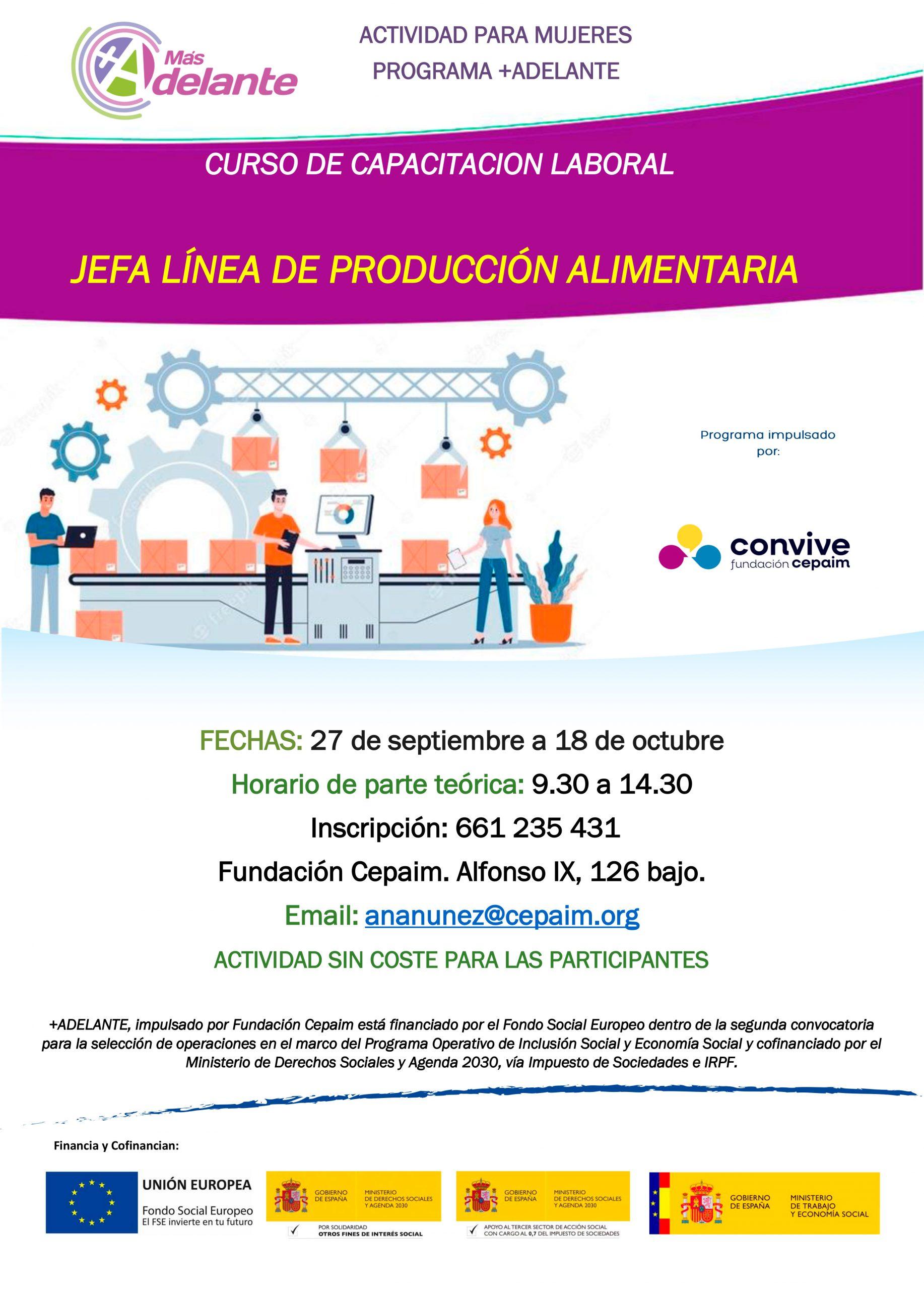 Cartel Capacitación Producción Alimentaria Salamanca