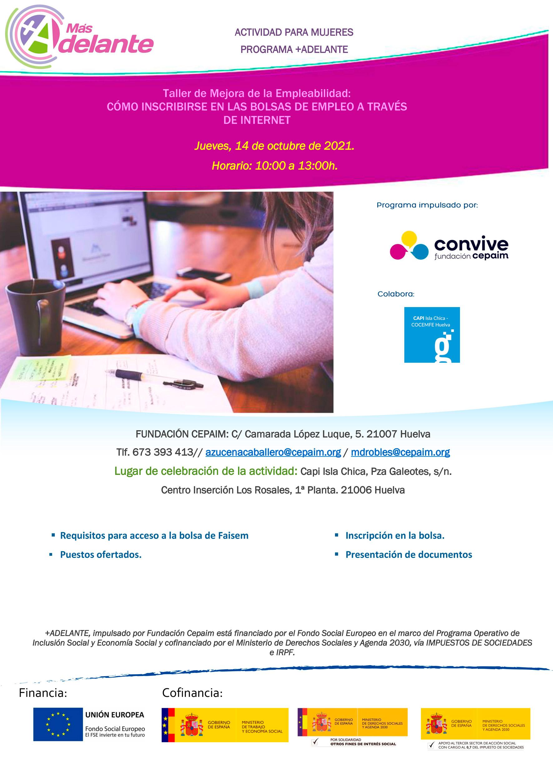 web Huelva MasAdelante TallerBolsaEmpleo octubre2021
