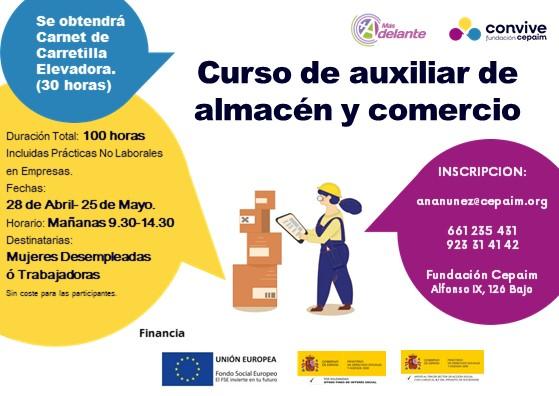 Cartel Curso Auxiliar de Almacén y Comercio Salamanca