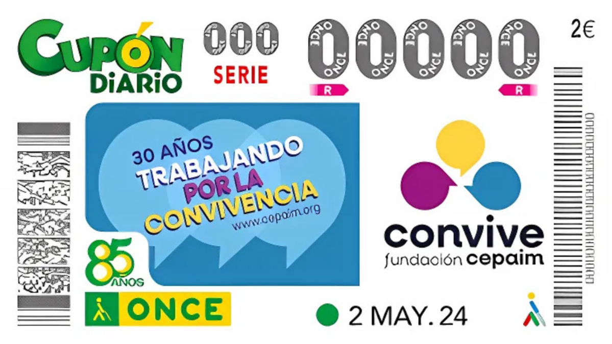 Cupón conmemorativo CONVIVE Fundación Cepaim y La ONCE del 2 de mayo 2024