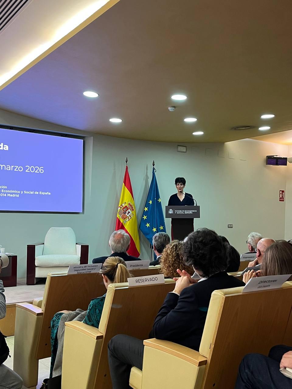 Ministra de inclusión en su discurso en el CES