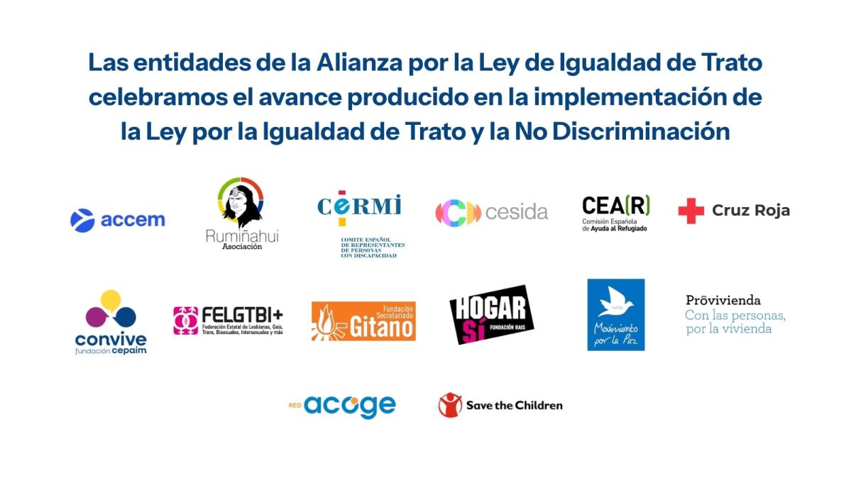 Las 14 entidades de la Alianza por la Ley de Igualdad de Trato celebramos el avance producido en la implementación de la Ley por la Igualdad de Trato y la No Discriminación