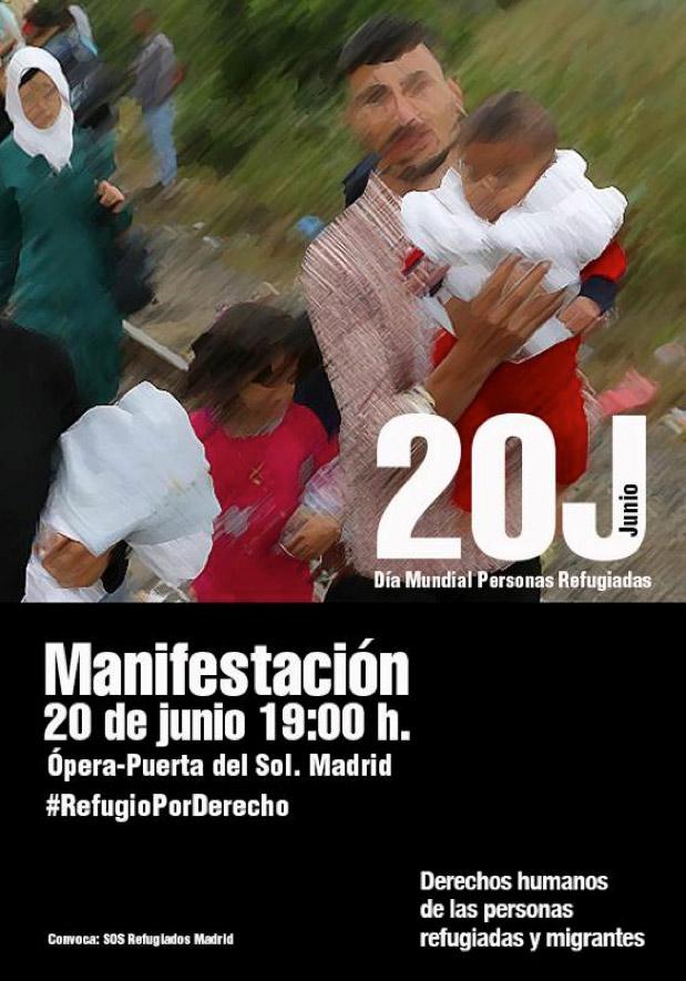 cartel manifestacion 20J sos refugiados madrid