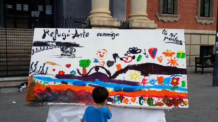 refugiArte Cepaim Murcia Acto Plaza Merced mural comun 2