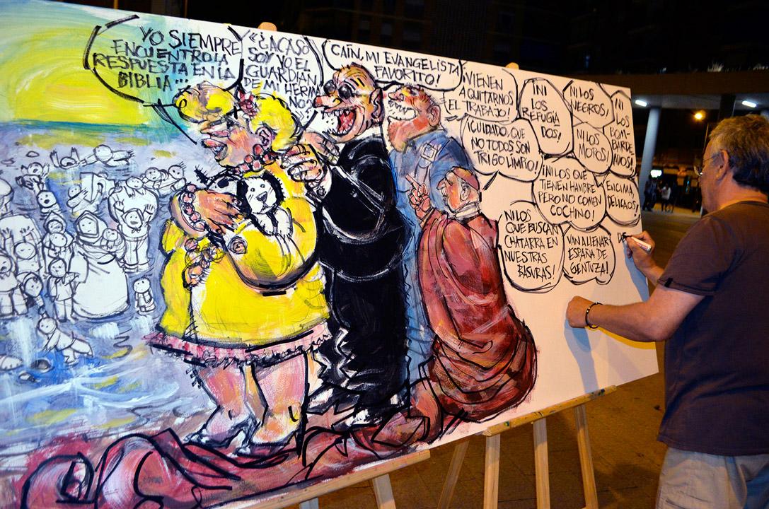 refugiArte Chipola caricatura satira Cepaim Murcia Acto Plaza Merced 4