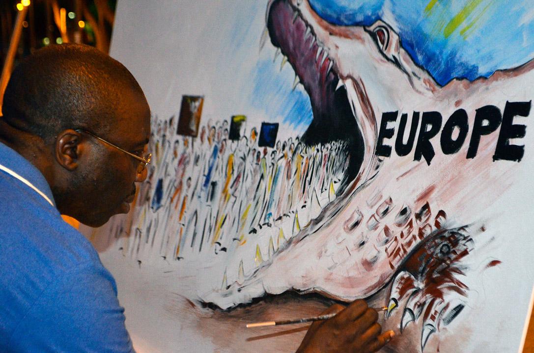 refugiArte Ndukwe ilustracion satira Cepaim Murcia Acto Plaza Merced 5