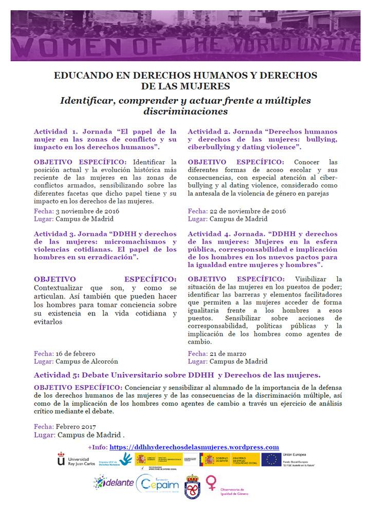 calendario programa jornadas derechos humanos igualdad mujer cepaim madrid