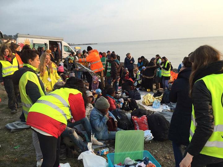 Refugiados llegados a Lesbos