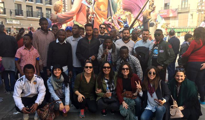 Visita Fallas Acogida fundación Cepaim en Valencia