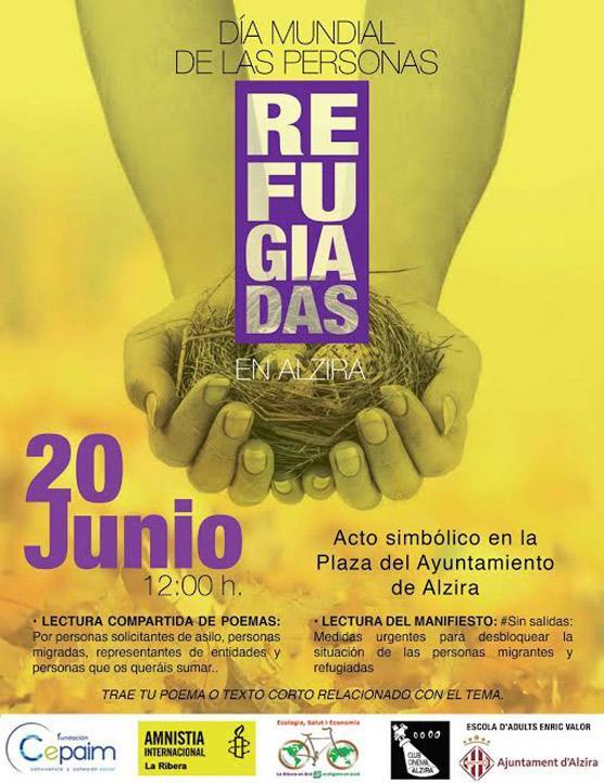 Cartel dia personas refugiadas 20J Fundacion Cepaim en Alzira