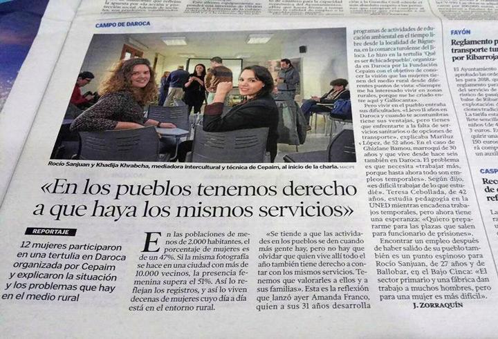 Coloquio Chicas de Pueblo Fundacion Cepaim en Zaragoza y Comarca Daroca4