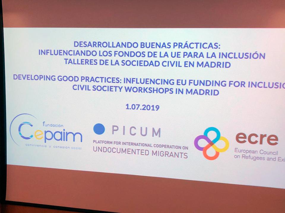 Cepaim ECRE PICUM 2 JornadasFondosEuropeos Madrid julio2019
