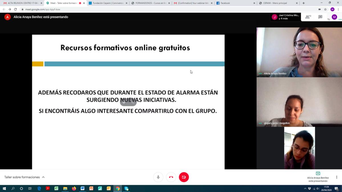 Ciudar Para Cuidarnos Dinamiza y Nosotras Sesion online cursos gratuitos1