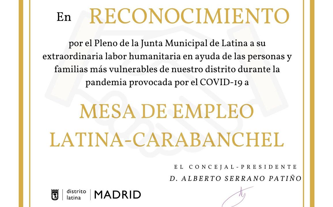 web Reconocimiento MESA EMPLEO CARABANCHEL Y LATINA
