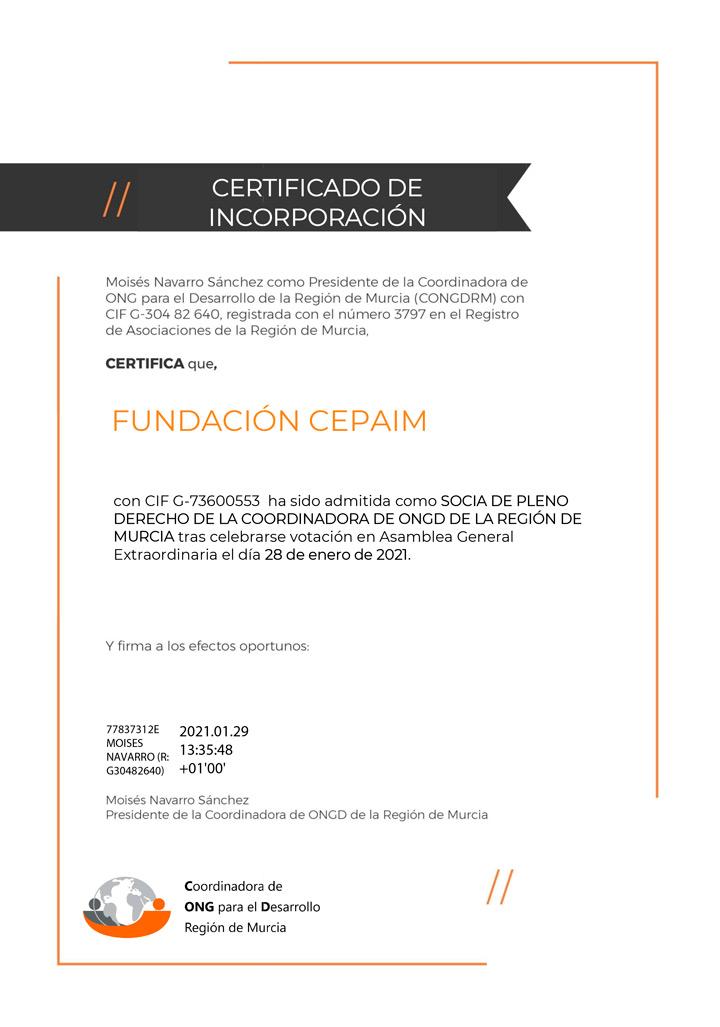 Microsoft Word Certificado incorporación CEPAIM