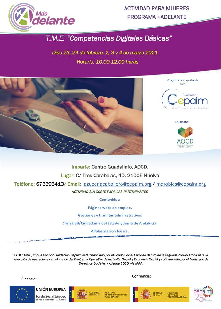 web Cartel Huelva MasAdelante TallercompetenciasDigitalesBasicas.febrero2021