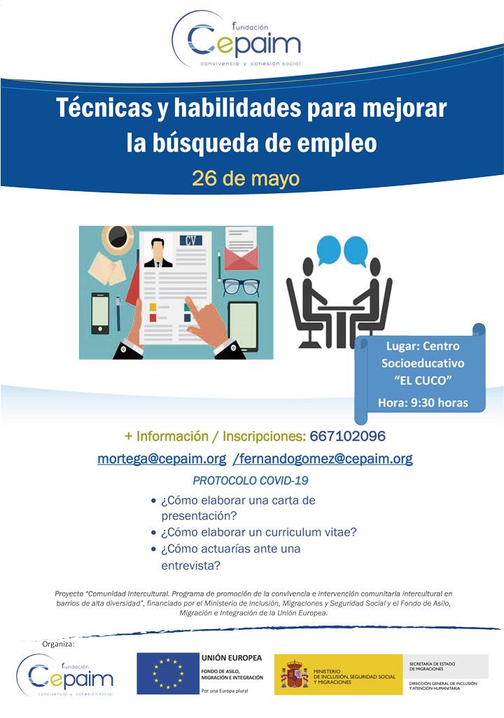 web Cartel Cartagena ComunidadIntercultural CharlaEmpleo mayo2021