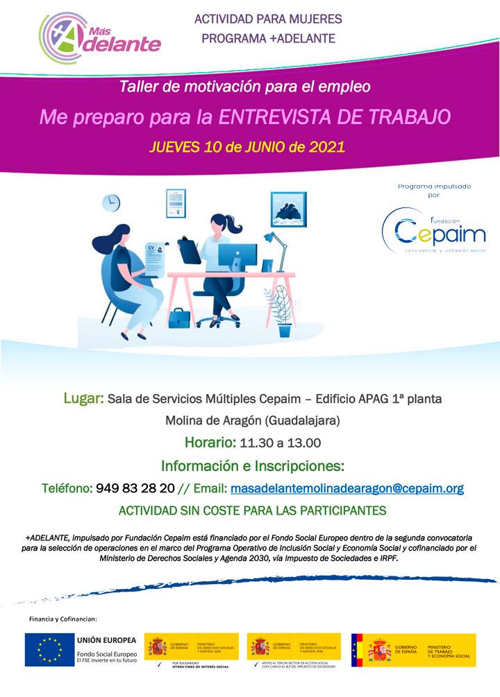 web Cartel MolinaDeAragón MasAdelante EntrevistaTrabajo junio2021