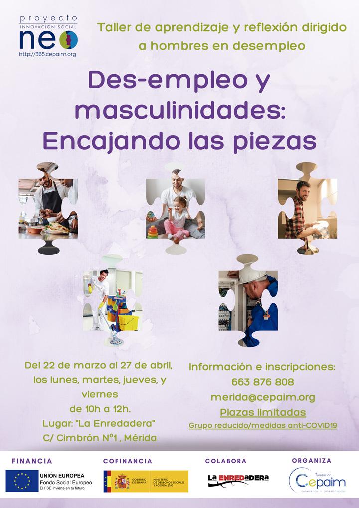 Cartel taller desempleo y masculinidades 2021