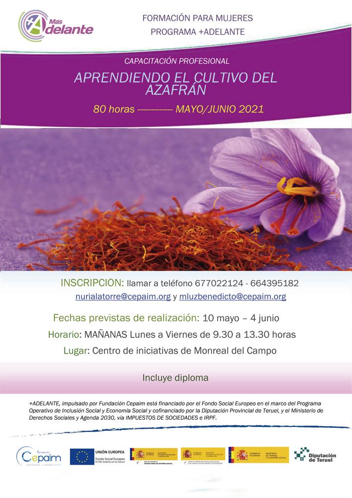 web v2 Cartel Teruel MasAdelante CapacitacionAzafran mayo2021
