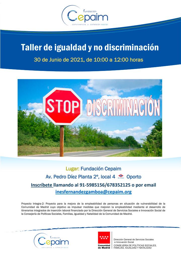 Cartel Madrid Integra2 Taller Igualdad y no discriminación