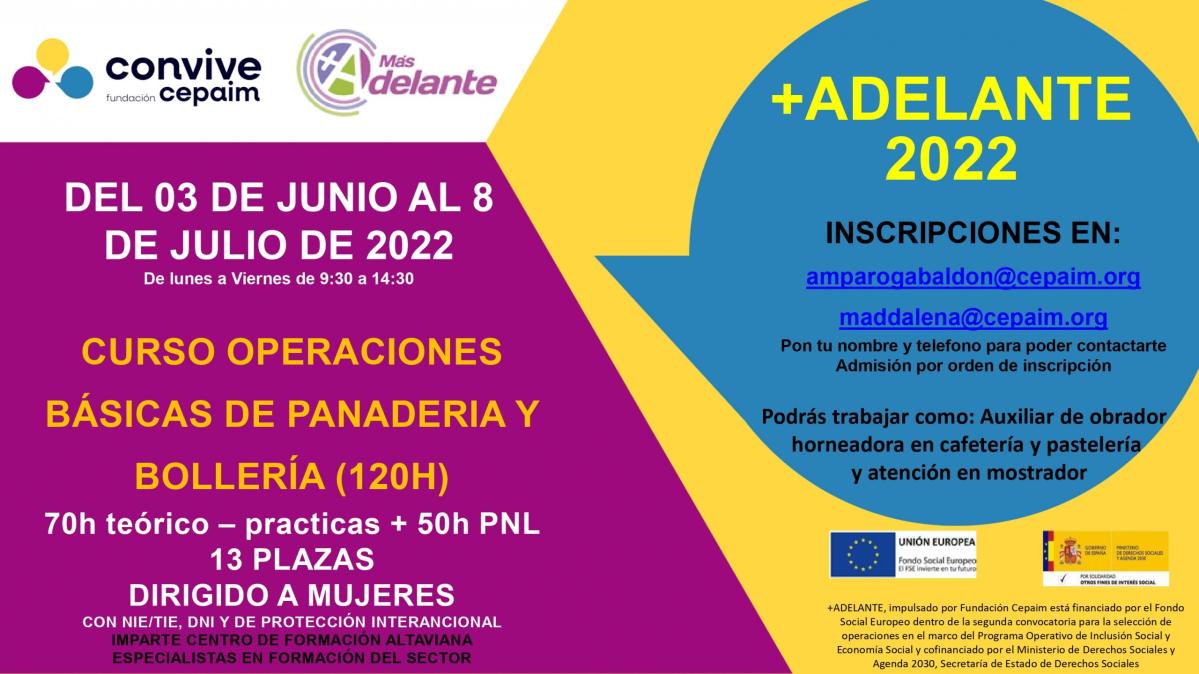 CARTEL CURSO OPERACIONES BÁSICAS DE PANADERIA Y BOLLERÍA . F. CEPAIM page 0001