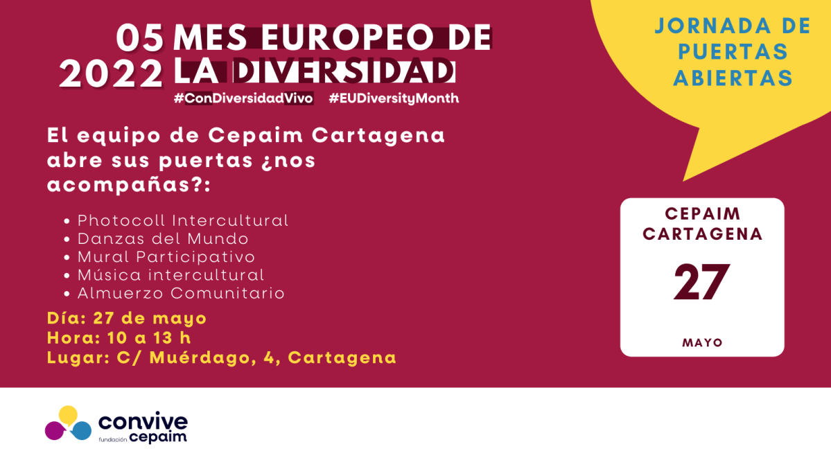 Cartel PPAA 27 Mayo Mes europeo de la diversidad
