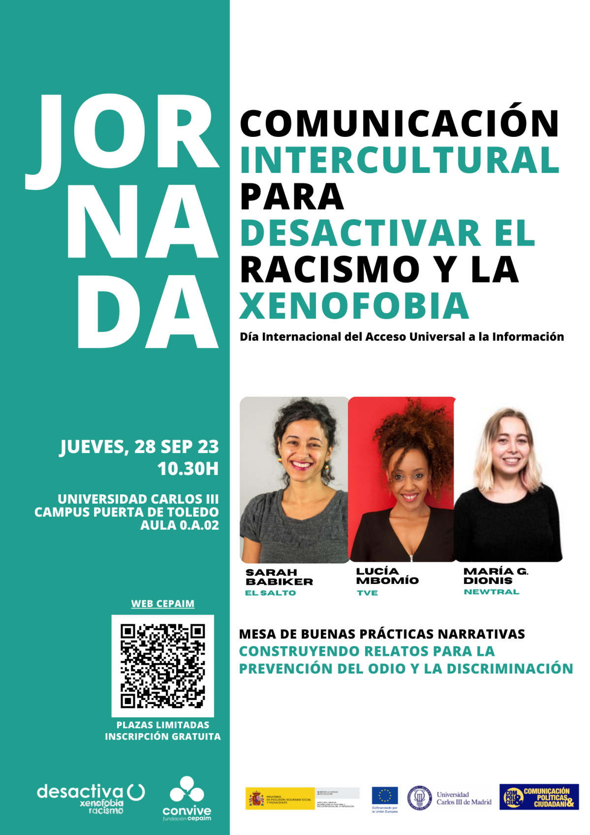 Cartel Jornada Comunicación Intercultural para Desactivar el racismo