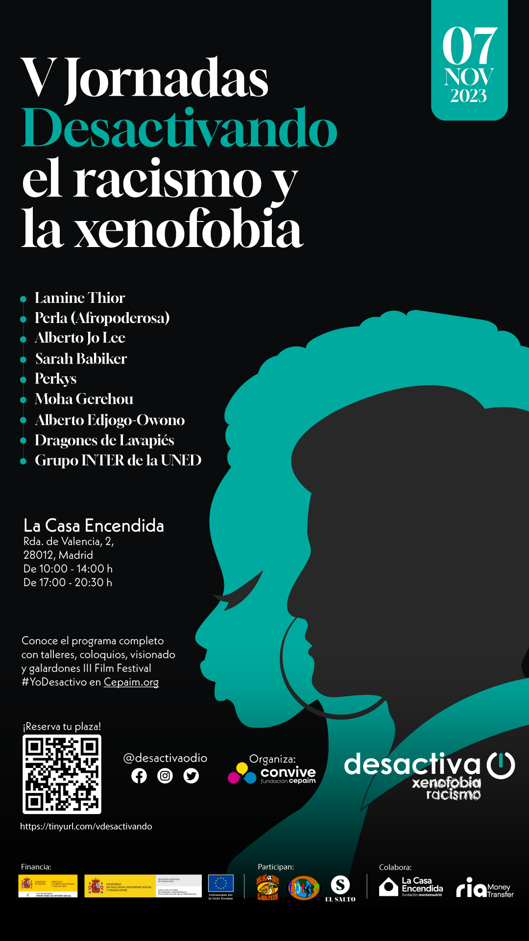 Cartel V Jornadas Desactivando racismo 7N story IG Qr nuevo (1)