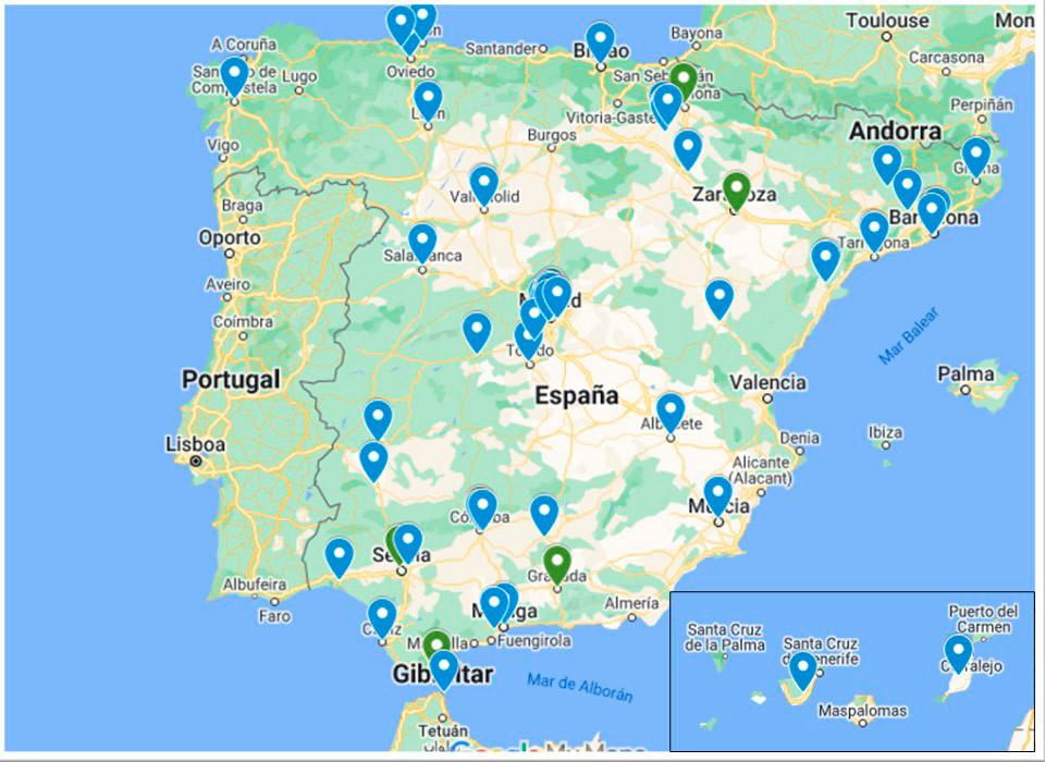 Masculinidades Corresponsables mapa con algunas actividades de formación